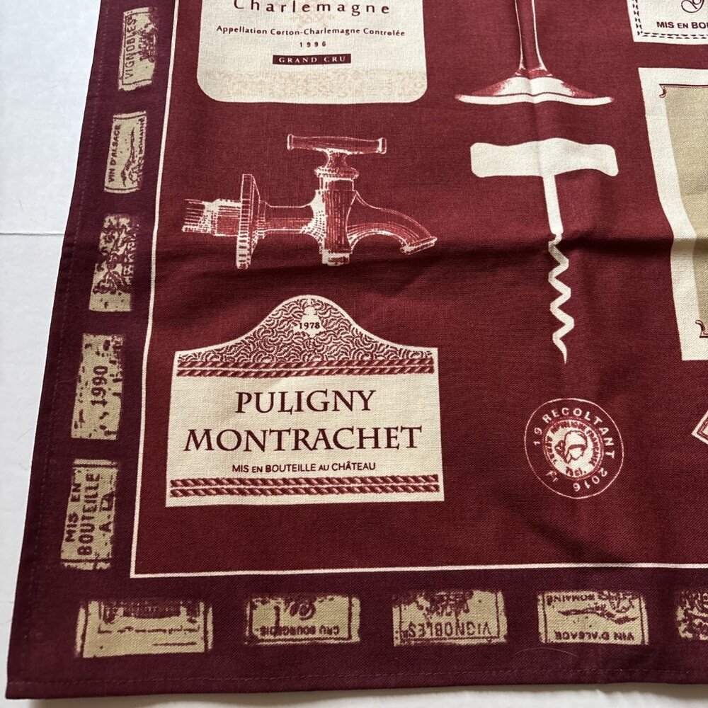 Cotton kitchen towels Made In France Burgundy & White - Picture 6 of 7